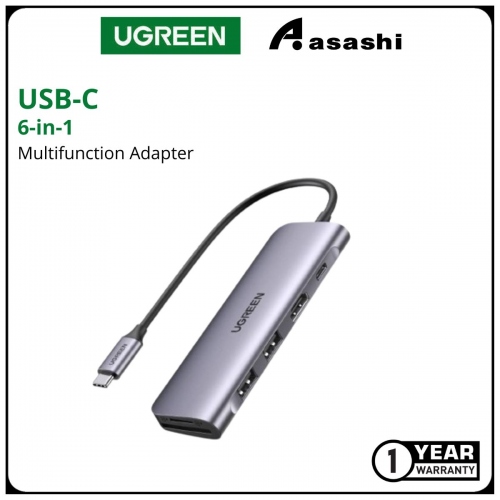UGREEN 70411 USB-C 3.1 6IN1 DOCKING 2*USB 3.0-A HUB + HDMI + TF/SD+PD (SPACE GRAY)
