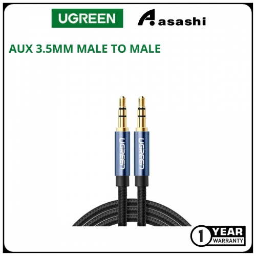 UGREEN 10686 AUX 3.5MM MALE TO MALE ROUND BRAID CABLE 1.5M (BLACK)