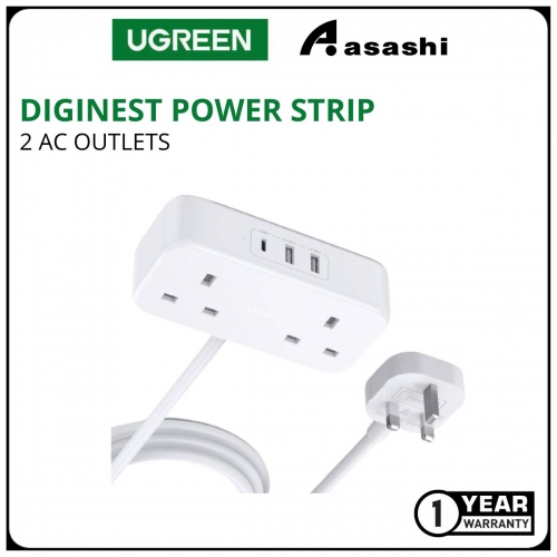UGREEN 50686C DIGINEST POWER STRIP 2 AC OUTLETS + 30W 2A1C COMMERCIAL PACK (WHITE)