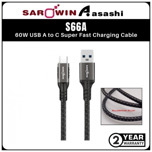Sarowin S66A(1.2M) 60W USB A to C Super Fast Charging Cable
