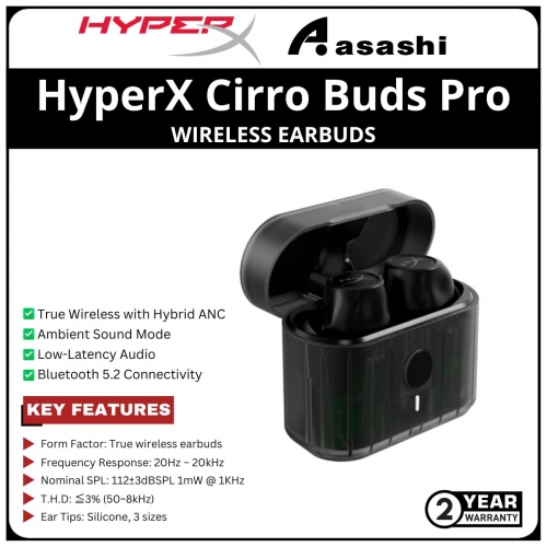 HP HyperX Cirro Buds Pro Black-(727A5AA)-2 Years Warranty