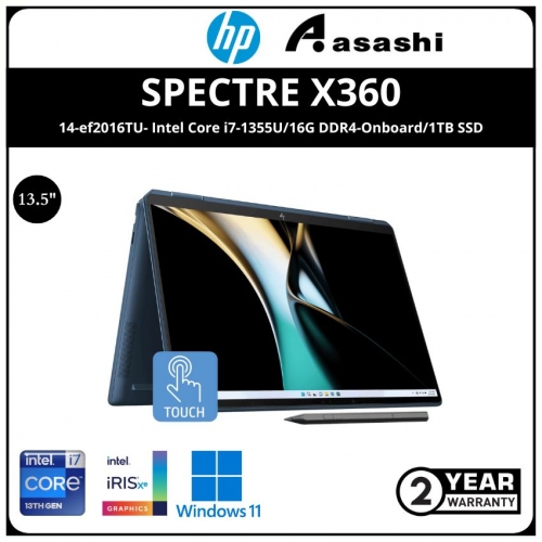 HP Spectre x360 14-ef2016TU Notebook-7N9D9PA-(Intel Core i7-1355U/16G DDR4-Onboard/1TB SSD/13.5