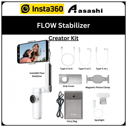 Insta360 FLOW Stabilizer Creator Kit (White) - Standalone (CINSABBA-CK-W)