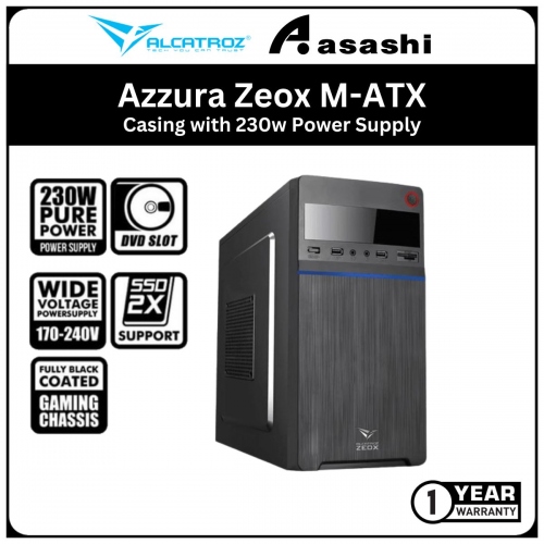 Alcatroz Azzura Zeox M-ATX Casing with 230w Power Supply (Blue) - 1 Year Warranty