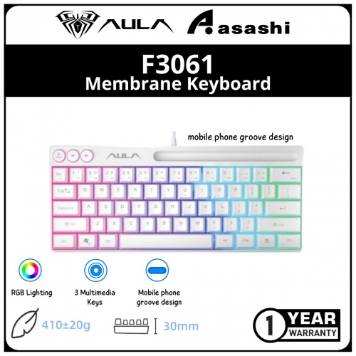 AULA F3061 (White) Membrane Keyboard