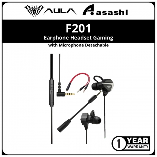 AULA F201 Earphone Headset Gaming with Microphone Detachable