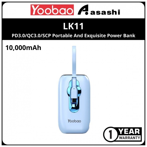 Yoobao LK11 10000mAh PD3.0/QC3.0/SCP Portable And Exquisite Power Bank - Blue (1 yrs Limited Hardware Warranty)