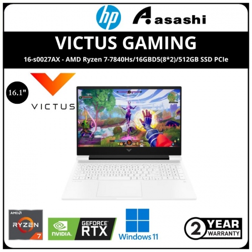 HP Victus Gaming 16-s0027AX Notebook-7Z717PA-(AMD Ryzen 7-7840Hs/16GBD5(8*2)/512GB SSD PCIe/NV RTX4070 8GB Graphic/16.1