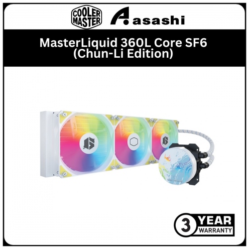 Cooler Master MasterLiquid 360L Core SF6 (Chun-Li Edition) ARGB CPU Liquid Cooler (LGA1700 Ready) - 3 Years Warranty - White