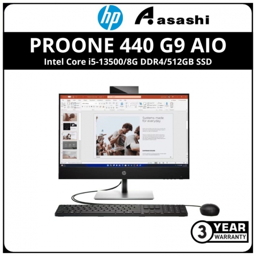 HP ProOne 440 G9 AIO Desktop-9R7R4PT-(Intel Core i5-13500/8G DDR4/512GB SSD/No ODD/WiFi + BT/23.8
