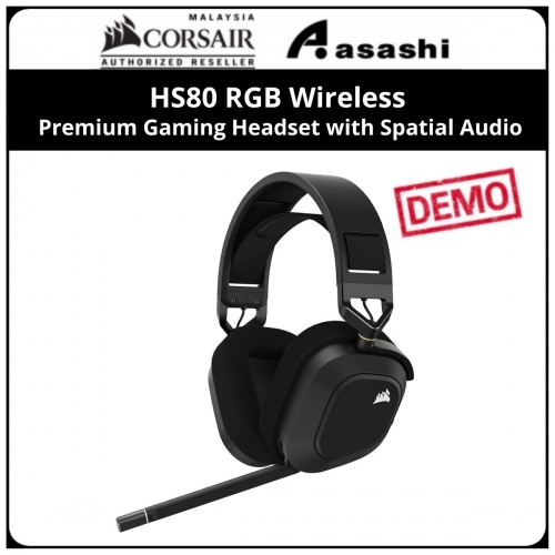 DEMO - CORSAIR HS80 RGB Wireless Premium Gaming Headset with Spatial Audio - Works with Mac, PC, PS5, PS4 - Carbon (CA-9011235-AP)