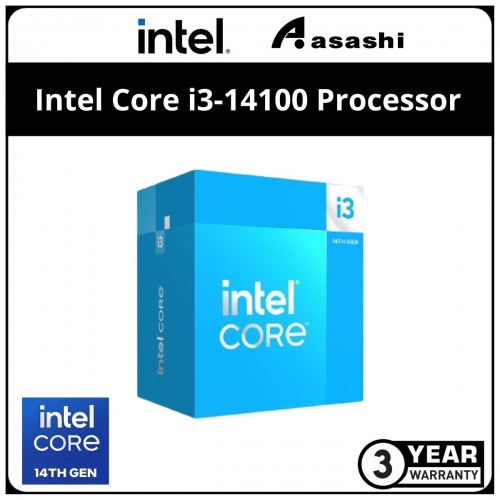 Intel Core i3-14100 Processor (12M Cache, up to 4.70 GHz, 4C/8T) LGA1700