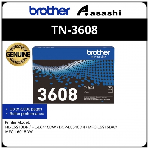 Brother TN-3608 Black Toner Cartridge 3000 Pages