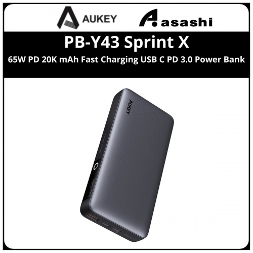 AUKEY PB-Y43 Sprint X 65W PD 20K mAh Fast Charging USB C PD 3.0 Power Bank