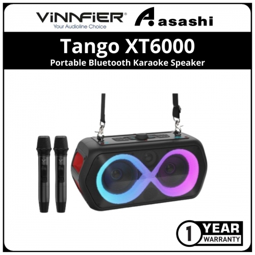 Vinnfier VF Tango XT6000 Portable Bluetooth Karaoke Speaker 300W Party Light Effects 2 UHF Wireless Mic
