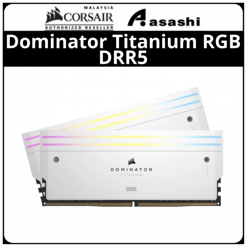 Corsair Dominator Titanium RGB White DDR5 64GB(2x32GB) 6400MHz C32 XMP Support Performance PC Ram - CMP64GX5M2B6400C32W
