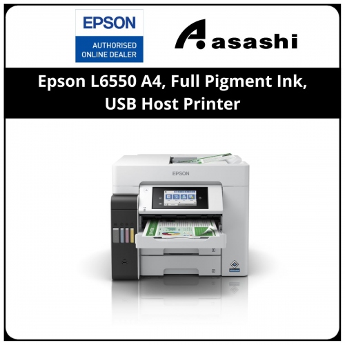 Epson L6550 A4, Full Pigment Ink, 25/12 ipm, Print Scan Copy, Fax, ADF, Duplex, 4.3