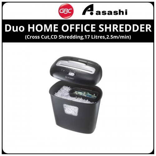 GBC Duo HOME OFFICE SHREDDER (Cross Cut,CD Shredding,17 Litres,2.5m/min)