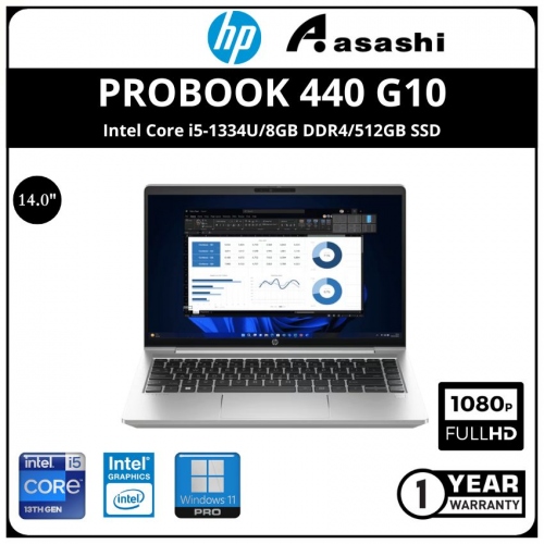 HP Probook 440 G10 Commercial Notebook-9P3C2PT-(Intel Core i5-1334U/8GB DDR4/512GB SSD/14