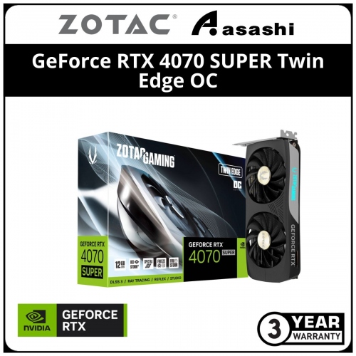 ZOTAC GAMING GeForce RTX 4070 SUPER Twin Edge OC 12GB GDDR6X Graphic Card (ZT-D40720H-10M)