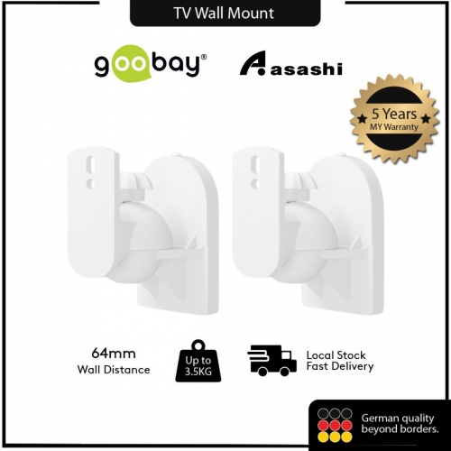 Goobay 49394 Speaker Wall Mount Universal Swivelling Tilting for Boxes up to 3.5 kg White