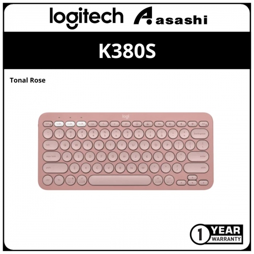 Logitech K380S-Tonal Rose Multi-Device Bluetooth Keyboard (1 yrs Limited Hardware Warranty)
