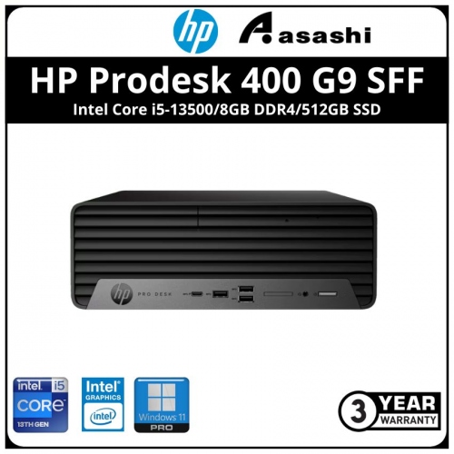 HP Prodesk 400 G9 SFF Commercial PC-9R7R3PT-(Intel Core i5-13500/8GB DDR4/512GB SSD/Intel UHD Graphic/No ODD/Keyboard & Mouse/Win11Pro/3yrs)