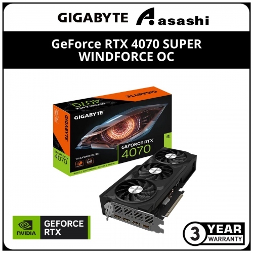 GIGABYTE GeForce RTX­­ 4070 SUPER WINDFORCE OC 12GB Graphic Card (GV-N4070SWF3OC-12GD)