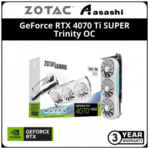 ZOTAC GAMING GeForce RTX 4070 Ti SUPER Trinity OC White Edition 16GB GDDR6X Graphic Card (ZT-D40730Q-10P)