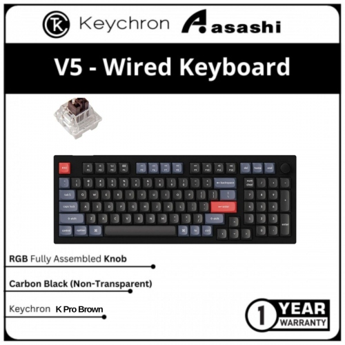 Keychron V5 Hot-Swap RGB Fully Assembled Knob Carbon Black - Keychron K Pro Brown