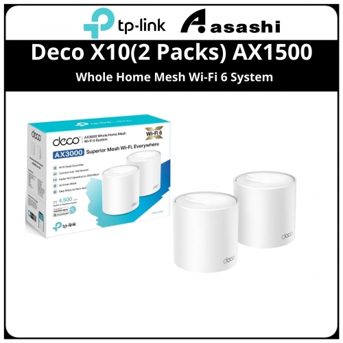 Tp-Link Deco X10(2 Packs) AX1500 Whole Home Mesh Wi-Fi 6 System
