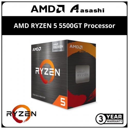 AMD RYZEN 5 5500GT with Radeon Graphic Processor (16M Cache, 6C12T, up to 4.4Ghz, Wraith Stealth Cooler) AM4