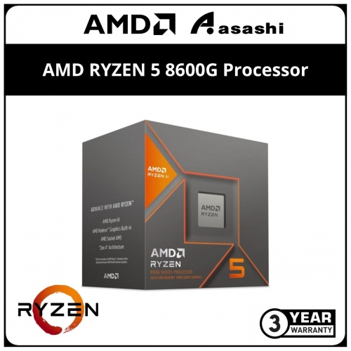 AMD RYZEN 5 8600G Processor (16M Cache, 6C12T, up to 5.0Ghz, AI) AM5