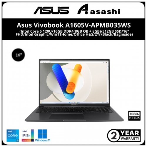 Asus Vivobook A1605V-APMB035WS Notebook-(Intel Core 5 120U/16GB DDR4(8GB OB + 8GB)/512GB SSD/16
