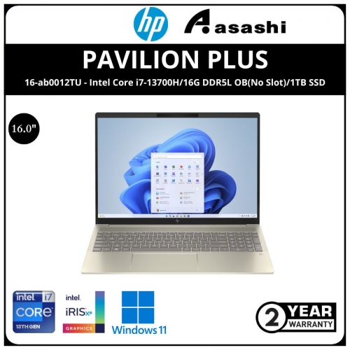 HP Pavilion Plus 16-ab0012TU Notebook-95S67PA-(Intel Core i7-13700H/16G DDR5L OB(No Slot)/1TB SSD/16