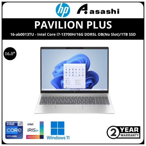 HP Pavilion Plus 16-ab0013TU Notebook-95S68PA-(Intel Core i7-13700H/16G DDR5L OB(No Slot)/1TB SSD/16