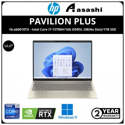 HP Pavilion Plus 16-ab0010TX Notebook-95S65PA-(Intel Core i7-13700H/16G DDR5L OB(No Slot)/1TB SSD/16