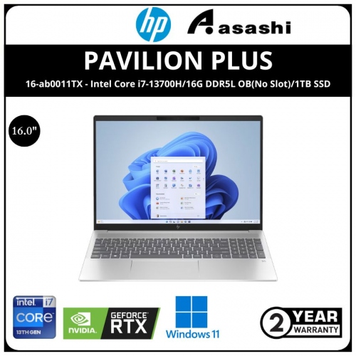 HP Pavilion Plus 16-ab0011TX Notebook-95S66PA-(Intel Core i7-13700H/16G DDR5L OB(No Slot)/1TB SSD/16