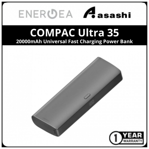 Energea COMPAC Ultra 35 20000mAh PD35W Universal Fast Charging Power Bank - GunMetal (1 yrs Limited Hardware Warranty)