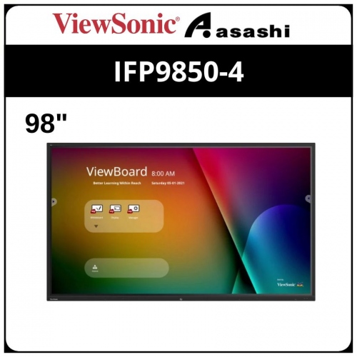 ViewSonic IFP9850-4 98'' 4K Viewboard Interactive Flat Panel Touch Display (Slim IR, Dual Pen, Android 9.0)