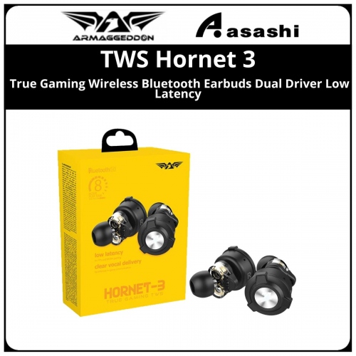 Armaggeddon TWS Hornet 3 True Gaming Wireless Bluetooth Earbuds Dual Driver Low Latency l 32 Hour Playtime
