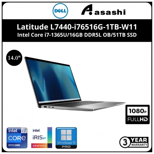 Dell Latitude L7440-i76516G-1TB-W11 Commercial Notebook -(Intel Core i7-1365U/16GB DDR5L OB/51TB SSD/14