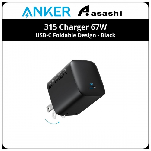 Anker 315 Charger 67W USB-C Foldable Design - Black