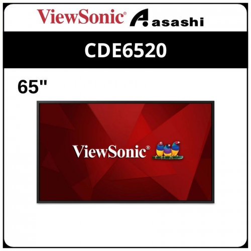 ViewSonic CDE6520 65” Premium 4K Large Format Presentation Display (RS232 IR Pass-Thru, HDMI CEC Control, Embedded Media Player for Web Surfing, USB Multimedia Playback, Android Media Player)