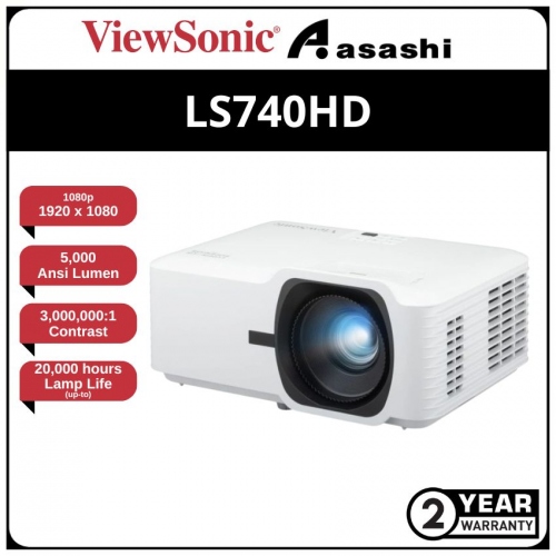 ViewSonic LS740HD 5000 ANSI Lumens 1080P Laser Installation Projector (HDMI x2, Speaker 15w x2, HV Keystone, 360-degree installation 20,000-hours)