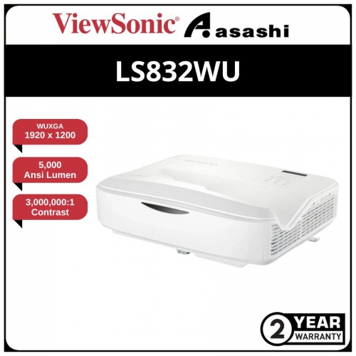 ViewSonic LS832WU 5000 ANSI Lumens WUXGA Ultra Short Throw Projector (HDMI x2, VGA, Speaker 10w x2, KeyStone H&V, RJ45)