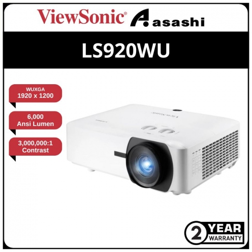 ViewSonic LS920WU 6000 ANSI Lumens WUXGA Laser Projector (HDMI x2, Speaker 10w x2, KeyStone H&V, RJ45, Support Portrait Mode)