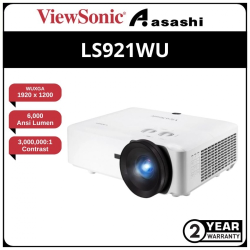 ViewSonic LS921WU 6000 ANSI Lumens WUXGA Short Throw Projector (HDMI x2, Speaker 10w x2, KeyStone H&V, RJ45)