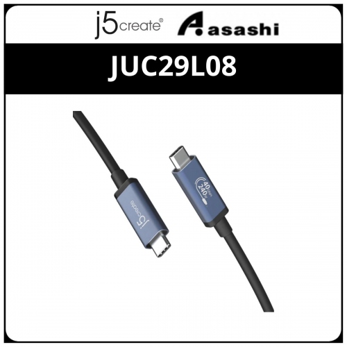 J5Create JUC29L08 240W Full-Featured USB-C® Cable (USB4® Gen 3) - Power Delivery and data transfer between smartphones, tablets, and laptops
