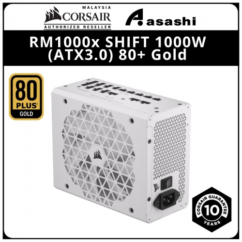 Corsair RM1000x SHIFT 1000W (ATX3.0) WHITE Power Supply - 80+ Gold, Fully Modular, 10 Years Warranty